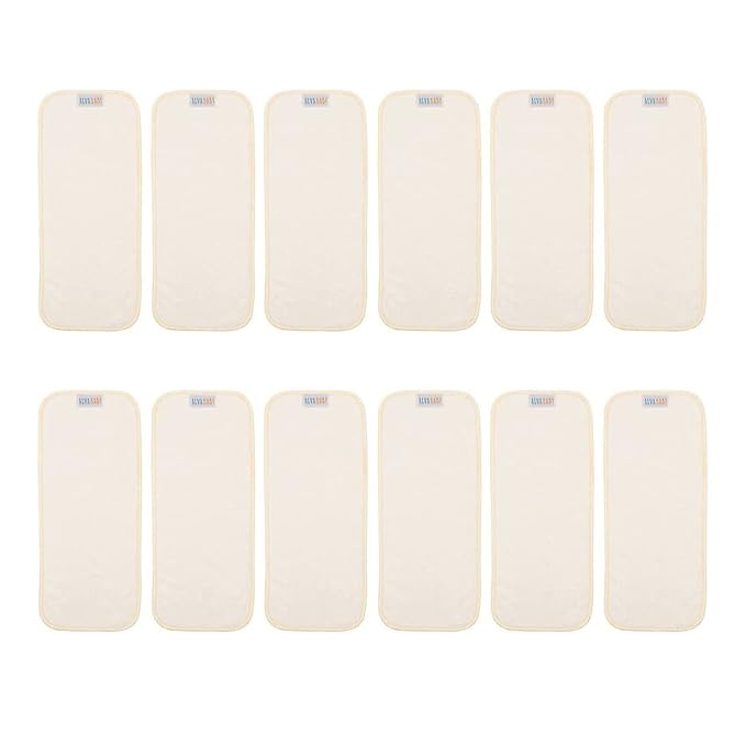 ALVABABY 12PCS Cloth Diaper Inserts/Reusable Washable 3-Layers Super Soft Inserts for Cloth Diapers Covers 12X