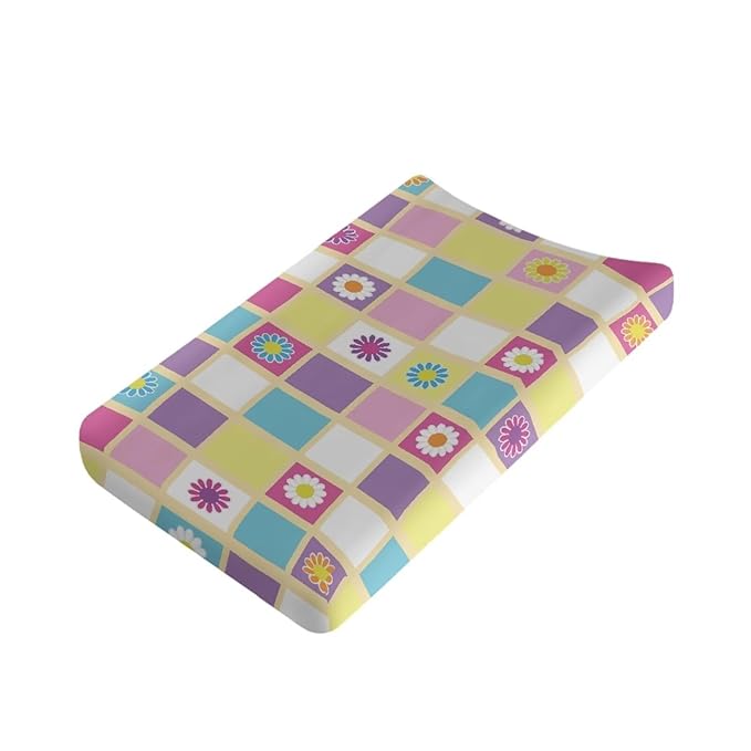 Daisy Checkered Changing Pad Cover for Baby Girls Boys Comfort Diaper Change Table Pad Covers Soft Changing Pad Sheets