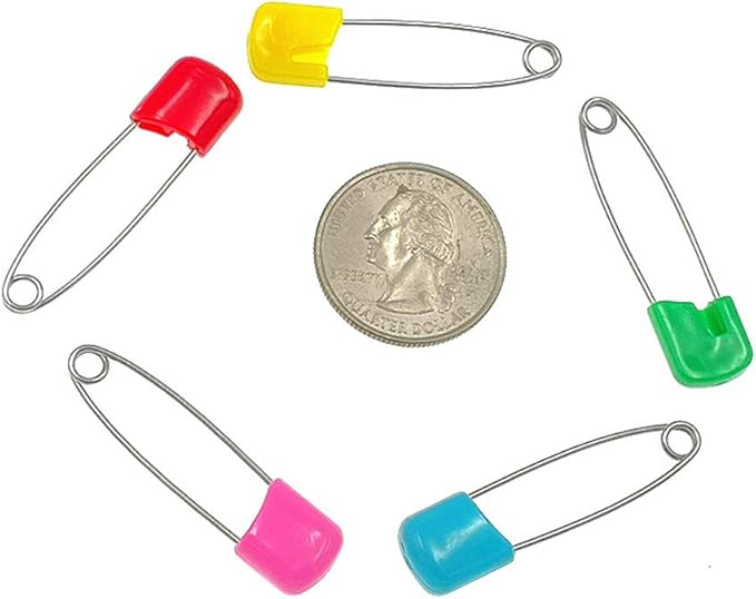 Kinteshun Baby Safety Pins,Kid Secure Clips Diaper Bib Nappy Pin with Safe Lock(50pcs,1.6 inches,7 Assorted Candy Colors)