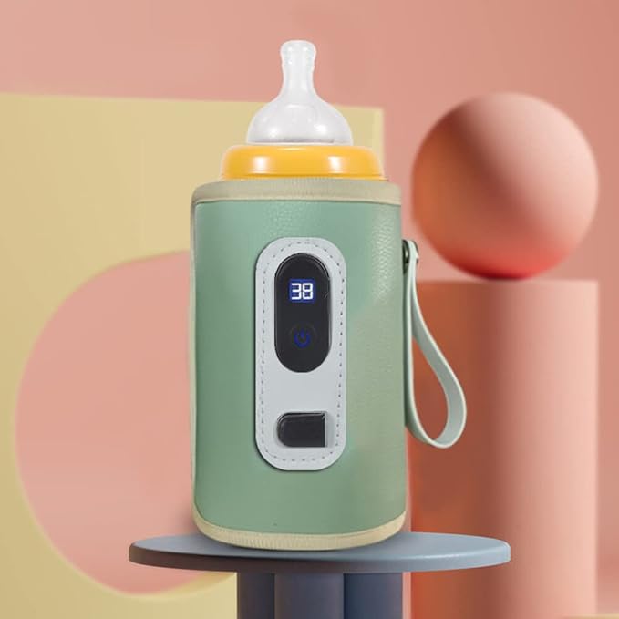 USB Milk Warmer Bag, Portable Bottle Warmer with Temperature Display for Travel Camping, 5 Temperature Adjustable Portable Baby Bottle Warmer