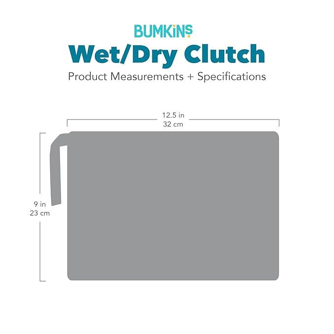 Bumkins Disney Waterproof Wet Dry Clutch Bag for Baby, Travel, Swim Suit, Diapers, Pump Parts, Pool, Gym Clothes, Toiletry, Hook to Stroller, Daycare, Packing Pouch, Zip Bag, Mickey and Friends White