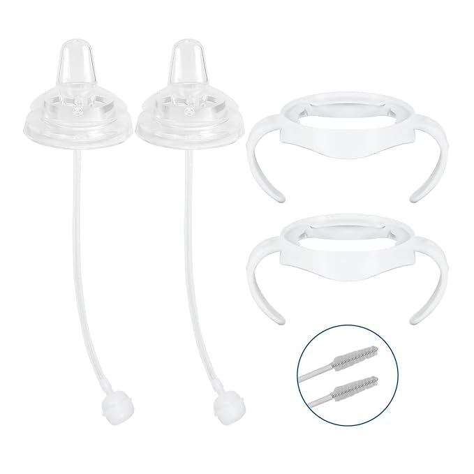 Sippy Cup Soft Spout Conversion Kit for Philips Avent Natural Baby Bottle, Bottle Handles and Weighted Straw (2 Pack)