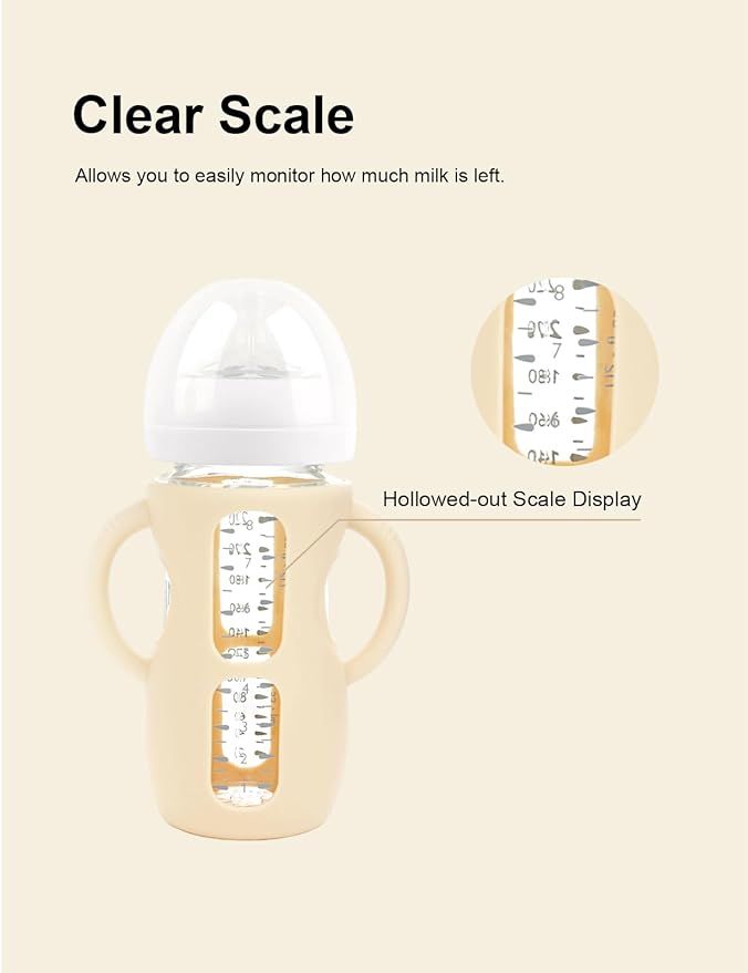 4-Pack Silicone Sleeves for Philips Avent Glass Bottles, BPA-Free Drop-Resistant Baby Bottle Sleeves with Handles, Compatible with Philips Avent Natural Glass Baby Bottles