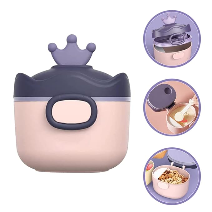 Crowns Baby Dispenser Scoop Portable Milk Storage Container Travel Daycare Holder Snack Storage Container Non Spill Design