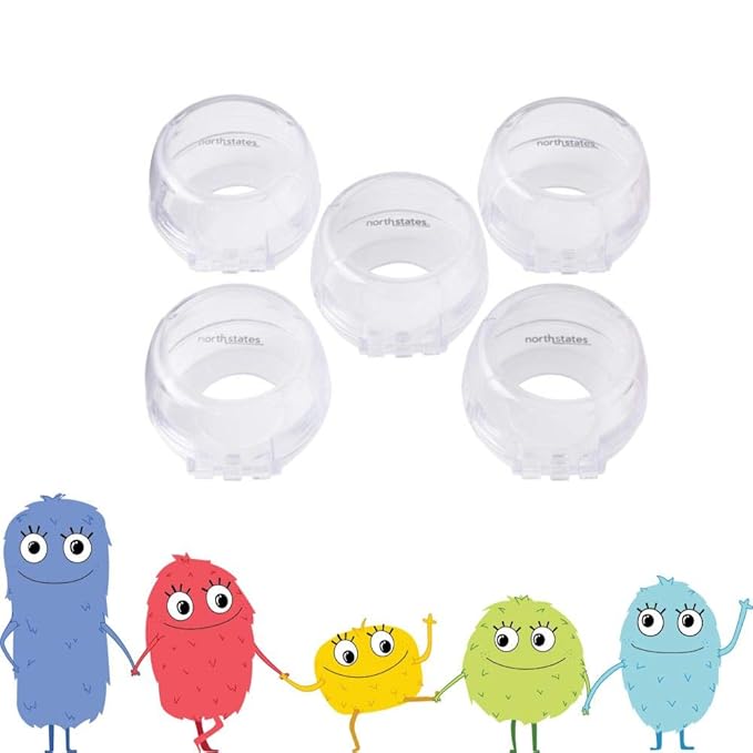 Toddleroo by North States Appliance Knob Covers | Prevents Your Child from Operating The Stove knobs | Fits Most Front Facing stoves | Baby proofing with Confidence (5-Pack, Clear) (Pack of 2)