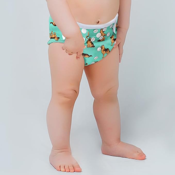 WIRESTER Baby Cloth Diaper One Size Adjustable Washable Reusable Cloth Pocket Diaper for Baby - German Shepherd Funny Playful Postures