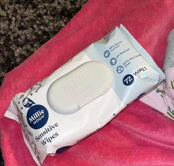 Millie Moon Sensitive Wipes (216 Count)-3 Packs of 72 Wipes(1Box)