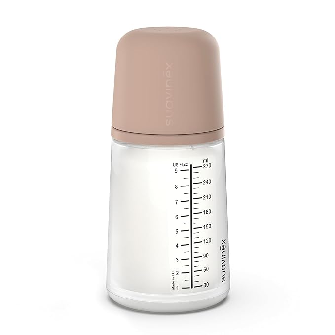 Suavinex Zero Zero Anti Colic Baby Bottle, No 1 Spanish Baby Bottle Brand, Minimizes Bottle Rejection & Nipple Confusion, Perfect for Breastfeeding Babies, 9 oz, Medium Tone, Medium Flow