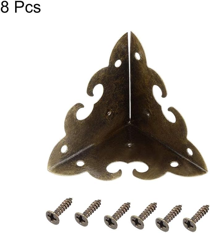 uxcell Metal Box Corner Protectors Edge Guard Protector 45x45x45mm Bronze Tone 8pcs
