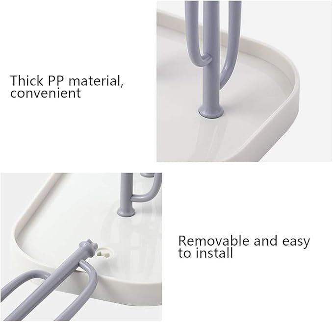 Baby Bottle Drying Rack with Base, Creative Tree Branch Baby Bottle Dryer Holder for Bottles, Teats, Cups, Pump Parts and Accessories (Gray)