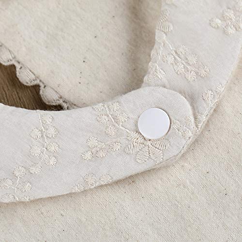 Baby Bib For Girls,Reversible Waterproof Handmade Natural Cotton Baby Drool Bib 0-12 months 2 Pack (off-white color A, 0-12 months)