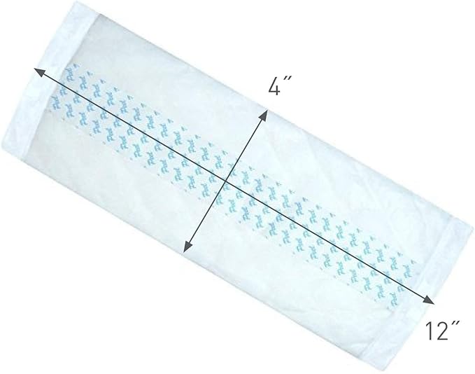 Medium Adult Diaper Booster Pad Liner - Inserts with Adhesive (12 x4 Inch) - Doubler Locks in Moisture Throughout Day or Night (25 Count) by BrightCare