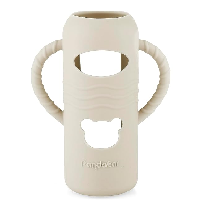 PandaEar 2 Pack Silicone Sleeves for Dr. Brown's 8oz Glass Baby Bottles, Anti-Drop Protective Bottle Covers with Handles, Heat-Resistant & Easy to Grip