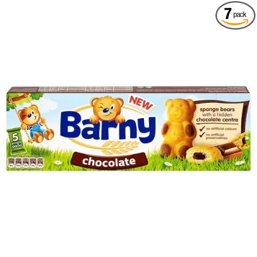 Barny Chocolate Kids Sponge Bear Biscuits 5 Packs 30G Case Of 7