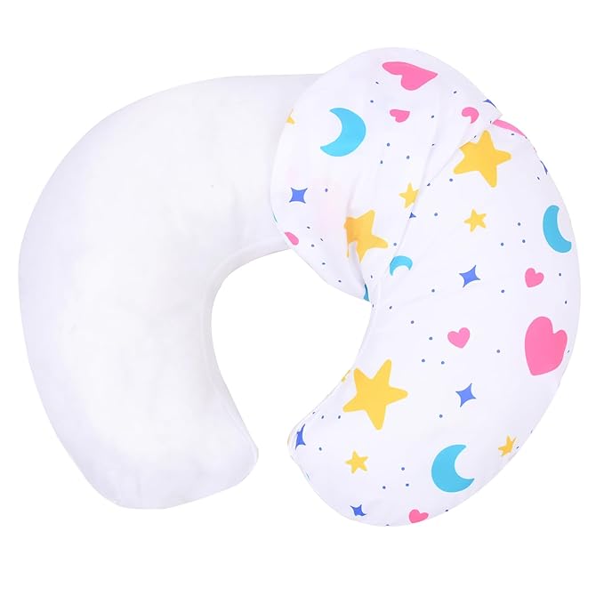 Cloele Nursing Cover for Breastfeeding Pillows - 2 Pack Star Slipcovers for Baby Boys & Girls - Ultra Soft Infant Pillowcase for Newborn, White and Blue