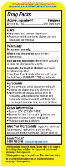 Boudreaux’s Butt Paste Diaper Rash Ointment, Baby Rash Cream Skin Protectant, Fast Relief for Diaper Rash, Soothing Barrier Cream, Original, 2 Ounce Tube (Pack of 6)