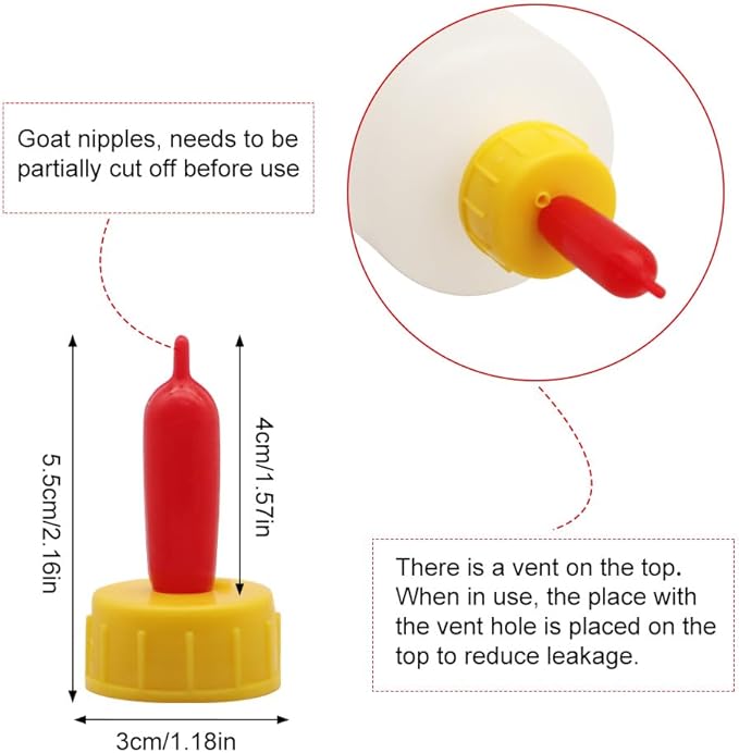 Goat Nipple and Bottles Set, 20 Pieces Cow Calf Milk Drink Nipple and 2 Pieces 400 ml Lamb Feeding Bottle Kit for Sheep Goat Pup Dog Farm Supplies