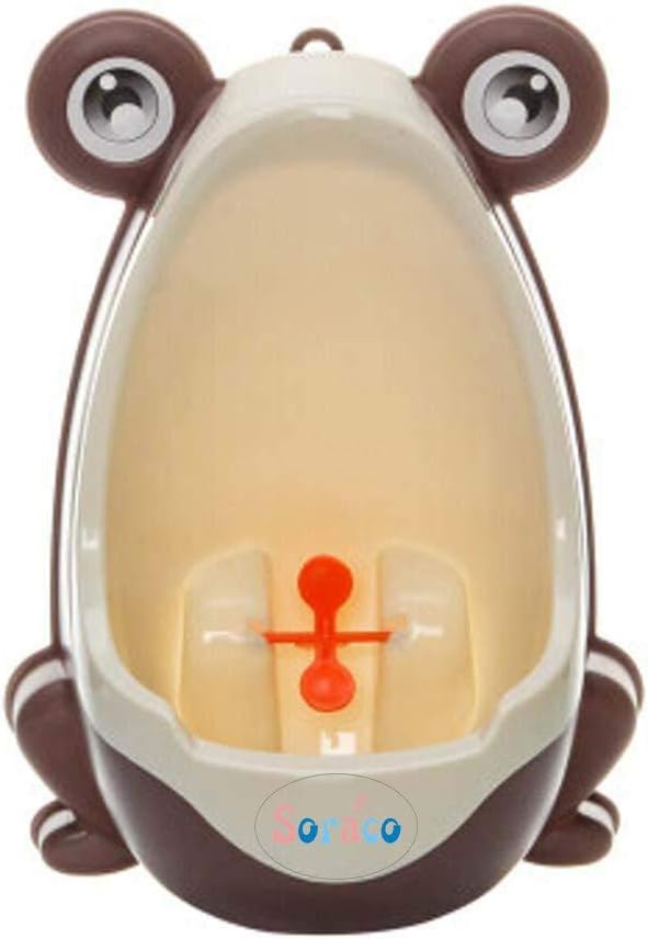 Soraco Frog Potty Training Urinal for Toddler Boys with Funny Aiming Target, Cute Frog Pee Training (Brown)