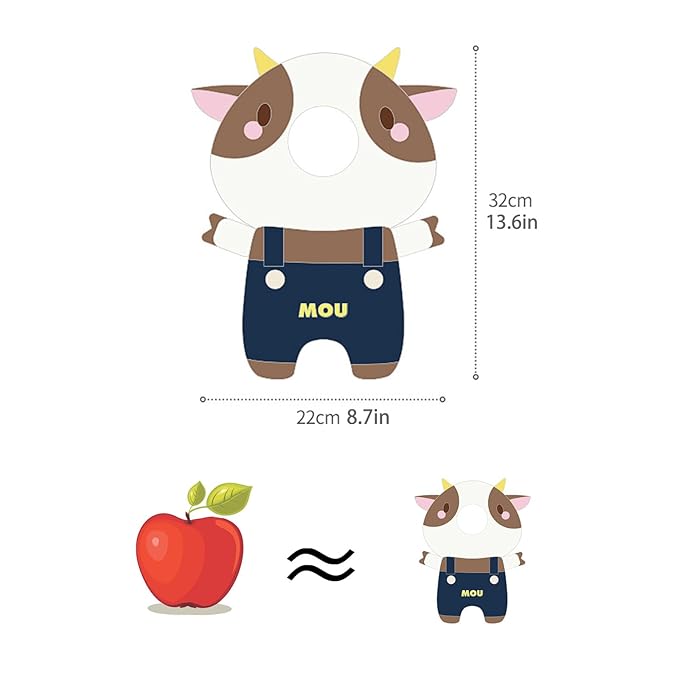 Baby Head Protection Backpack for Crawling and Walking with Baby Knee Pads (Cow)