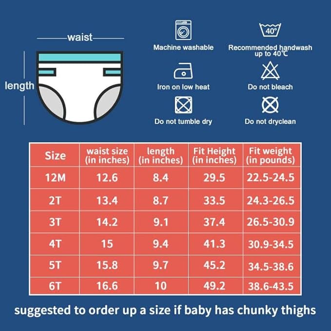 MooMoo Baby Potty Training Pants 6 Packs Absorbent Training Underwear for Boys and Girls Cotton Pee Pants 2T-9T