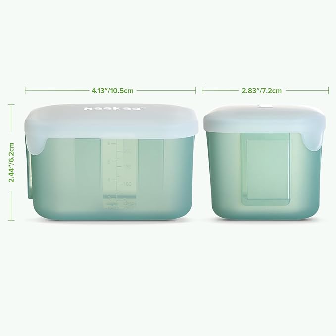haakaa Mini Meal Silicone Storage Containers,8 oz Silicone Baby Food Containers with Airtight Lids,Reusable Baby Food Jars for Purees, Fruits & Snacks-Microwave & Dishwasher Safe,4 Pack, Pea Green