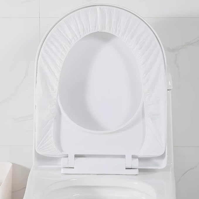 20 Pack Disposable Toilet Seat Cover Waterproof Non-Woven Fabric, Disposable Toilet Seat Covers for Travel, Disposable Seat Covers for Outing Hotel Hospital Public Toilet (Single Layer White)