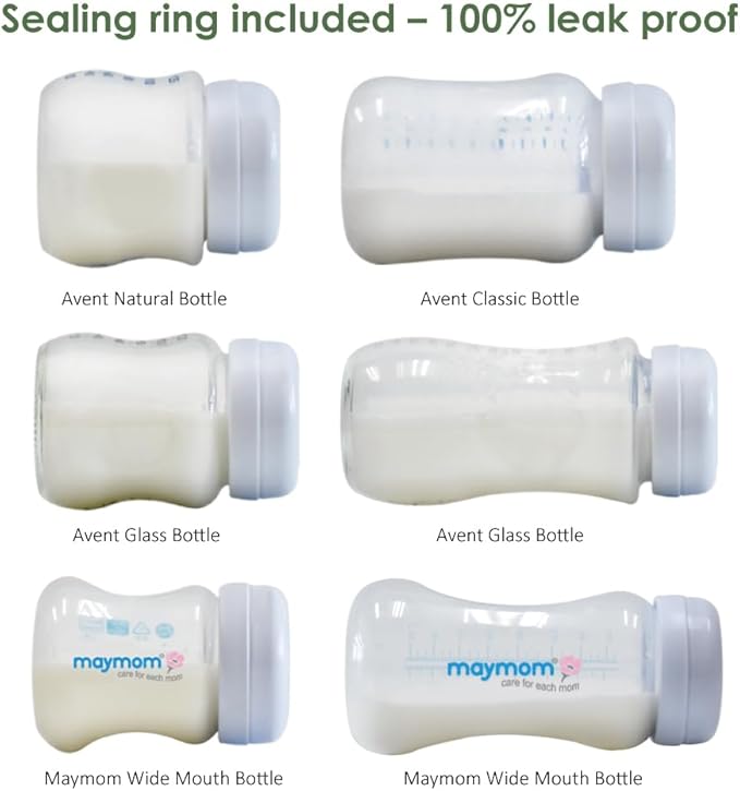 Maymom Travel Bottle Caps Compatible with Avent Bottle; Cap Replace Avent Natural Bottle Screw Ring n Sealing Disc; Fit Avent Anti-colic Polypropylene, Glass Bottle, Avent PP, Bottle Lids Replacement