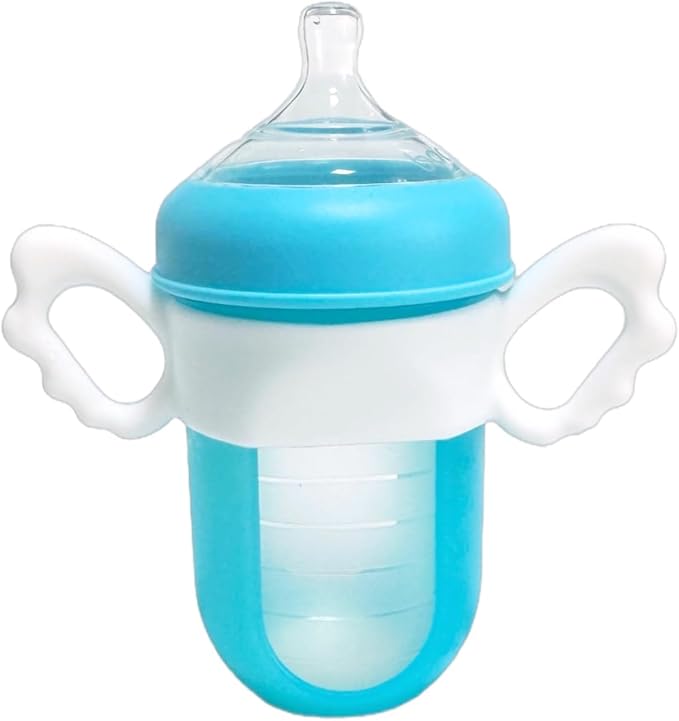 4Pack Baby Bottle Handles for Boon Nursh Reusable Silicone Pouch Baby Bottles, Silicone Bottle Holder for Easy Grip (White)