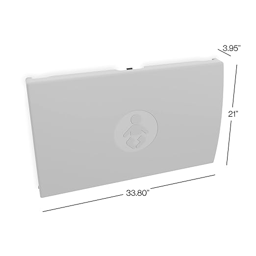 Foundations Elements Horizontal Wall Mounted Baby Diaper Changing Station & Liner Dispenser, Oversized Changing Surface, One Person Installation, Gray (300-EHLD-01)