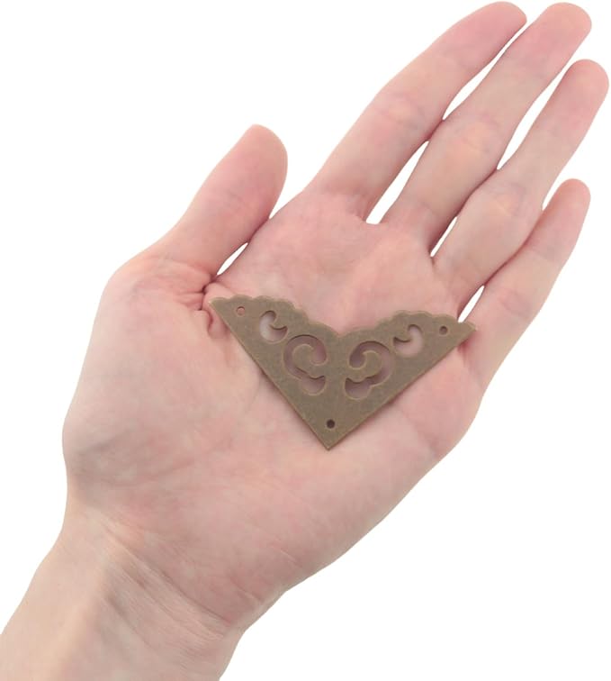 8PCS Openwork Decorative Corner Protector Side Length 5cm Bronze Jewellery Box Chinese Medicine Cabinet Corner Protector for Gift Boxes Books Table Frame Flat Corner Bracket