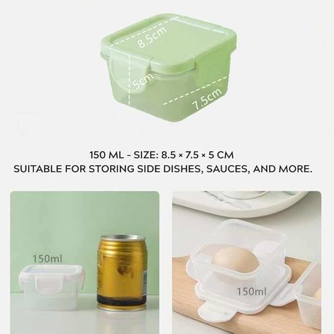 150 ml Food Storage Containers – BPA-Free Thickened PP, 4-Latch Airtight Lid, Freezer/Microwave/Dishwasher Friendly (Clear)