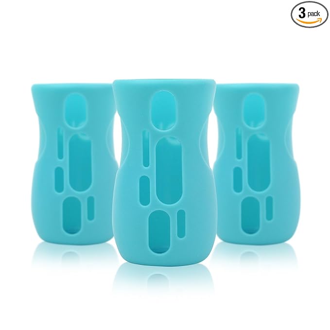 Olababy Silicone Sleeve for Avent Natural Glass Bottles (Pack of 3) (8 oz, Blue)
