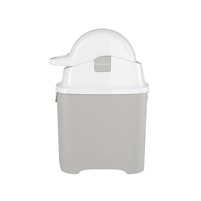 Foundations Mini Diaper Pail with Airtight Lid, Durable & Odorless Diaper Disposal, Large Capacity, Holds up to 30 Newborn Diapers, Refill with Any Bags, Baby Registry Gift - Gray