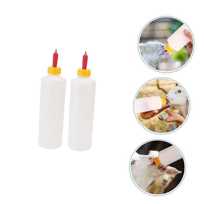 2sets Multifunctional Lamb Feeding Bottles Durable Milk Feeding Bottles for Newborn Animals Portable Design for Farm Use for Sheep Calves and Piglets Replaceable Feeder