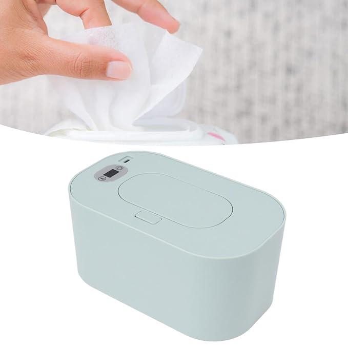 Baby Wipe Warmer, USB Constant Temperature Portable Wipe Heater Temperature Adjustment Warm Keeper Dispenser Large Capacity, Evenly Overall Heating 5V (Green)