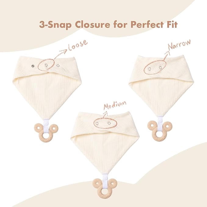 Baby Bandana Drool Bibs 6-pack - 100% Cotton Baby Bibs with Teether for Teething