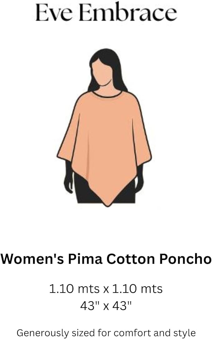 Peruvian Pima Cotton Poncho | 4-in-1 Nursing Cover, Yoga Wrap & Everyday Shawl | Soft, Breathable & Hypoallergenic | Ethically Handcrafted | Peach