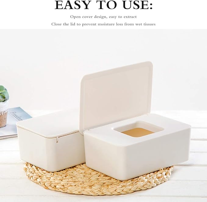 Wipes Dispenser, Baby Wipe Holder Keeps Wipes Fresh, Moontie Tissue Storage Box Case Wet Wipes Dispenser Holder with Lid for Vanity, Desk, Office, Dorm