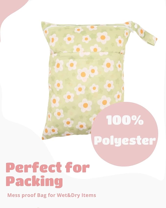 Wet Dry Bag Reusable Waterproof Swimming Bag Travel Beach Pool Yoga Gym Bag for Baby Cloth Diaper Swimsuits Wet Clothes Two Zipper Pockets 3 Pack 3L27