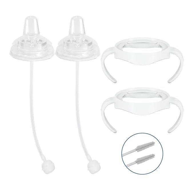Straw Cup Soft Spout Conversion Kit for Philips Avent Natural Baby Bottle, Bottle Handles and Weighted Straw (2 Pack)