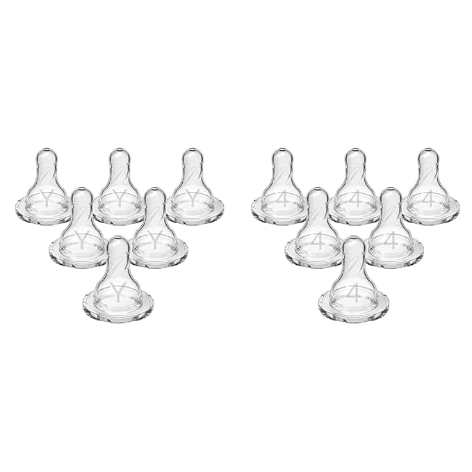 Dr. Brown's Natural Flow Y-Cut & Level 4 Narrow Baby Bottle Silicone Nipples, 6 Count Each, 9m+, 100% Silicone