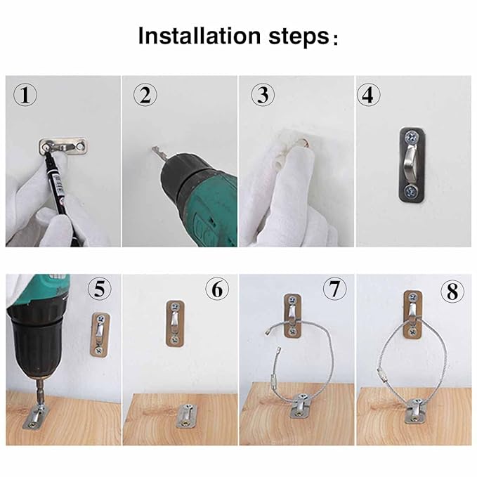 10 Pack Furniture Anchors Kit for Baby Proofing, Furniture Straps Use to Prevent Falling and Anti Tip, Dresser Or Cabinet to Wall Anchors, 8in