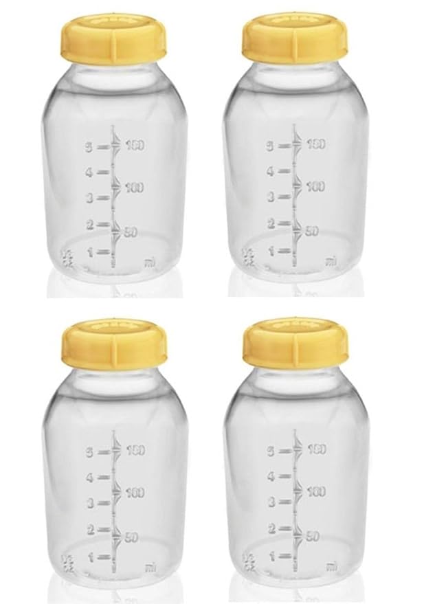 Medela Breast Milk Storage Bottles 5oz (150ml) with Lids – 4 Pack, BPA Free – Compatible with Medela Breast Pumps, Dishwasher Safe