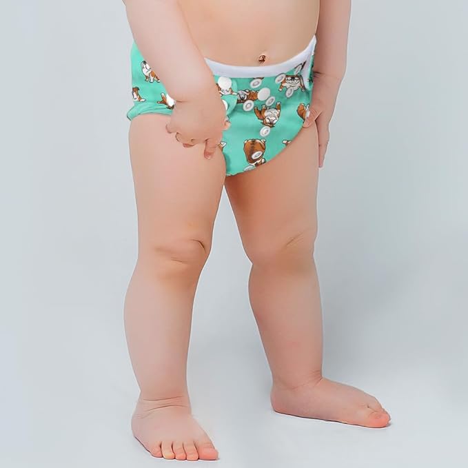WIRESTER Baby Cloth Diaper One Size Adjustable Washable Reusable Cloth Pocket Diaper for Baby - English Bulldog Funny Playful Postures