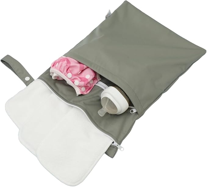 Wet Dry Bag Reusable Waterproof Swimming Bag Travel Beach Pool Yoga Gym Bag for Baby Cloth Diaper Swimsuits Wet Clothes Two Zipper Pockets 3 Pack 3L14