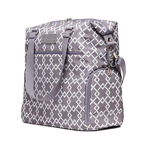 Lizzy Breast Pump Bag – Stylish Pump Tote with Insulated Cooler Pocket, Laptop Sleeve & Spacious Side Compartment – Fits Portable Pumps & More – Easy-Clean, Lightweight Breastfeeding Bag (Grey)