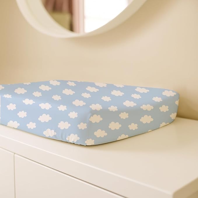 Changing Pad Cover for Baby Boys Girls 2 Pack, Fits Standard 32”×16” Changing Table Pads, Silky Breathable Stretch Knit, Machine Washable (Sunny Morning)