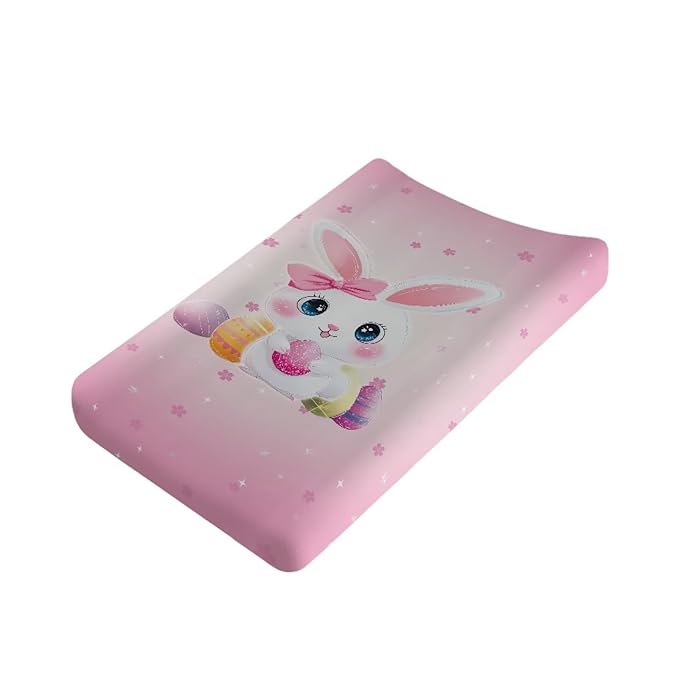 Easter Changing Pad Covers for Baby Boys Girls Diaper Changing Pad Cover Rabbit Changing Table Pad Cover 32''*16'' Nursery Decor