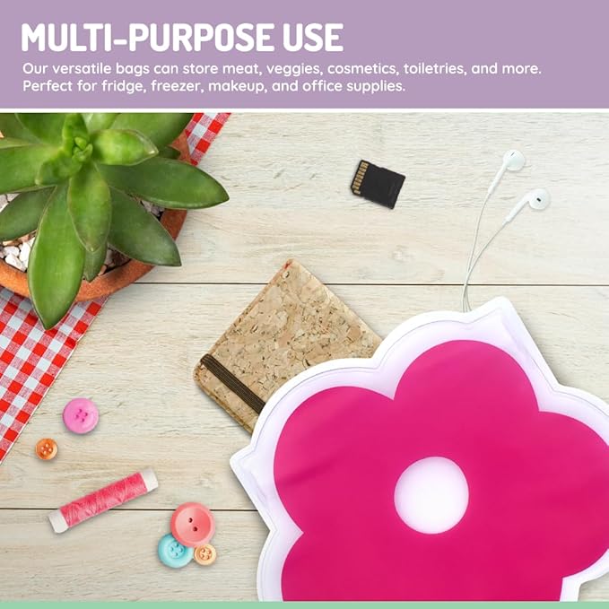 melii Shaped Reusable Snack Bags. Pack of 6 Leakproof Bags for Sandwiches, Snacks, Food Storage and More - Unicorn, Flower, Rainbow