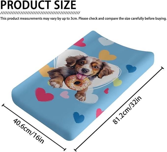 Heart Dog Changing Pad Covers Comfortable Fabric Baby Diaper Change Table Covers Stretchy Change Sheet Suit for Most Rectangular Change Pads